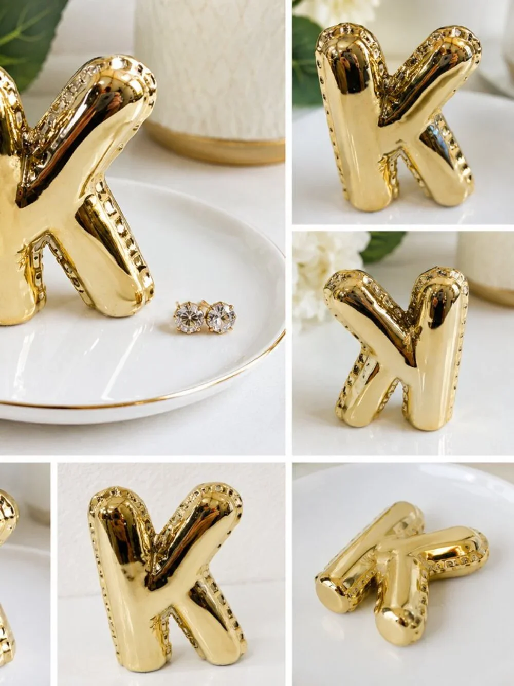 Prima Design Gold Letter K Monogram Jewelry Ring Holder Decor